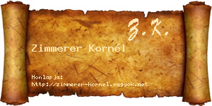 Zimmerer Kornél névjegykártya